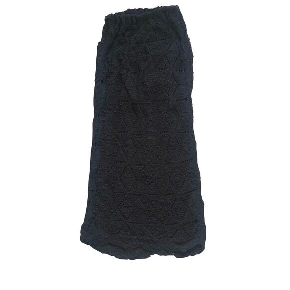 FREE PEOPLE Tavi Crochet Maxi Skirt Black 100% Cotton Boho Festival Beachy XS - Picture 4 of 8